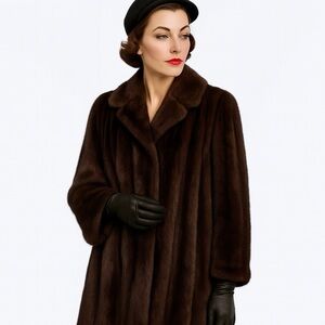 Authentic Finland mink fur coat size 10 Vintage brown